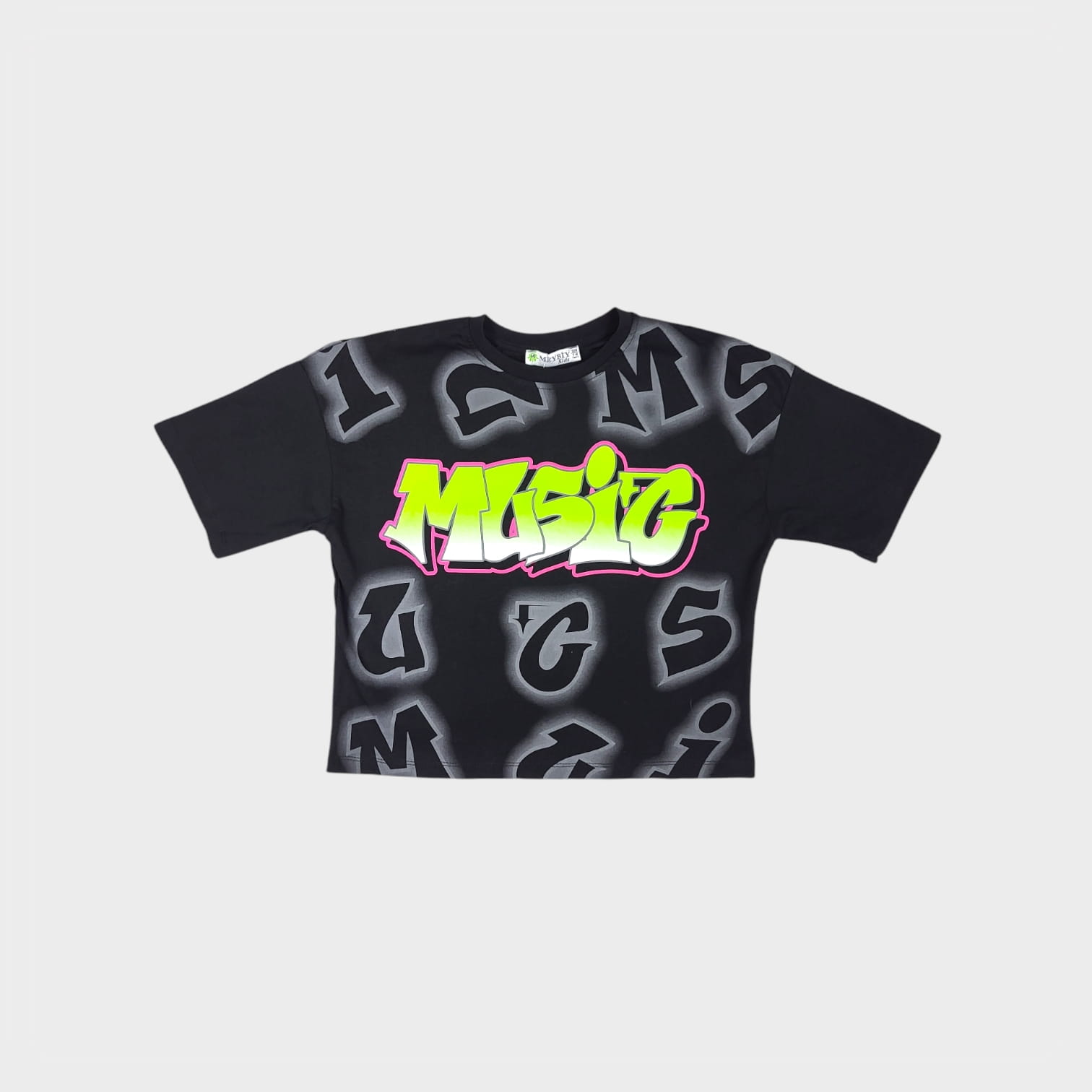 14700-1.jpg Bluzka dla dziewczynki MUSIC, czarny t-shirt - obrazek 1