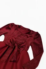 Sukienka dla dziewczynki Sukienka Ruby Bow bordowa - obrazek 2