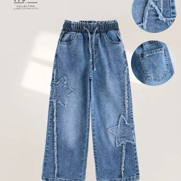 Spodnie dla dziewczynki GWIAZDA miękki jeans