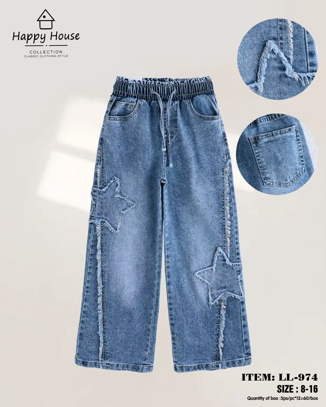 IMG-20260218-WA0180 Spodnie dla dziewczynki GWIAZDA miękki jeans - obrazek 1