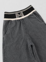 Spodnie dziewczęce SELENE – grafitowe szerokie Stone Washed - obrazek 4