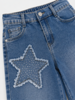 Spodnie dziewczęce STAR z gwiazdkami jeans - obrazek 4
