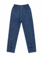 Dziewczęce legginsy a’la jeans z kokardkami – 3 kolory - obrazek 4
