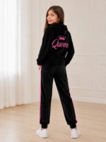 Welurowy dres dla dziewczynki QUEEN - obrazek 3