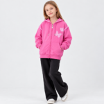 Bluza dziewczęca z kapturem BUTTERFLY – fuksja / pudrowy róż - obrazek 2