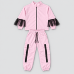 Komplet dziewczęcy QUEEN PINK La’Roma Premium – bluza z tiulem + spodnie cargo - obrazek 4