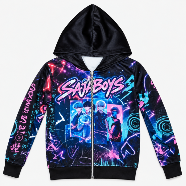 Bluza welurowa dziewczęca CYBER WAVE – Full Print